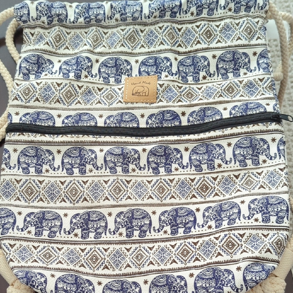 Hand Made Elephant Print Canvas Bag